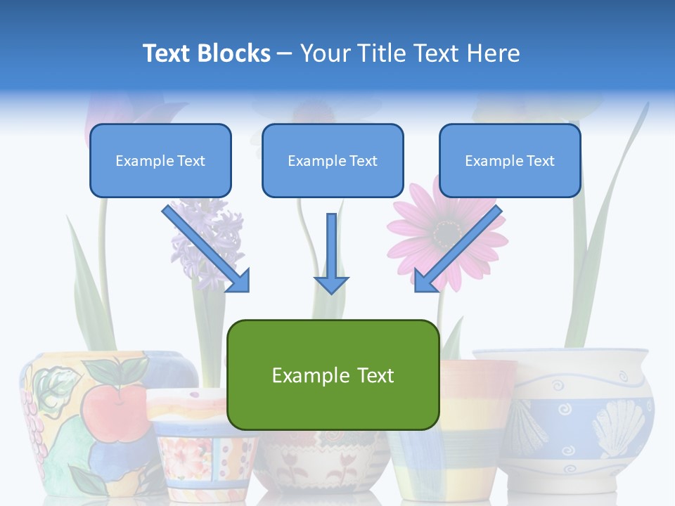 Colorful Spring Flowers In Fun Ceramic Containers PowerPoint Template