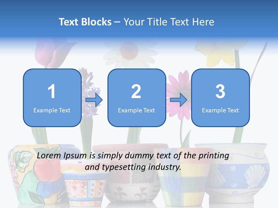 Colorful Spring Flowers In Fun Ceramic Containers PowerPoint Template