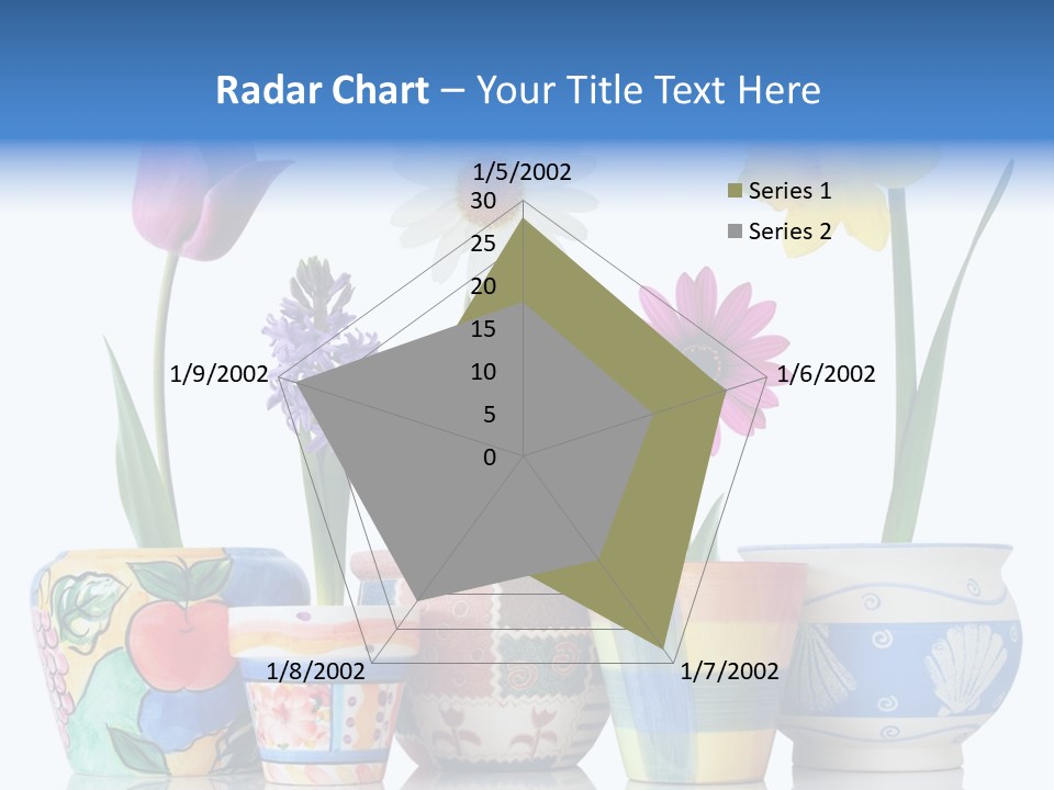 Colorful Spring Flowers In Fun Ceramic Containers PowerPoint Template