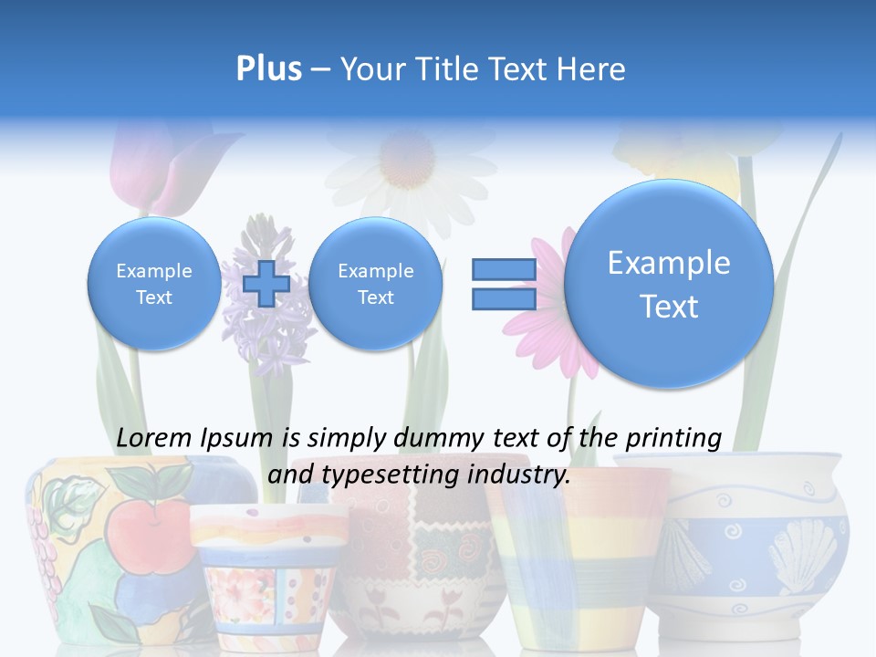 Colorful Spring Flowers In Fun Ceramic Containers PowerPoint Template