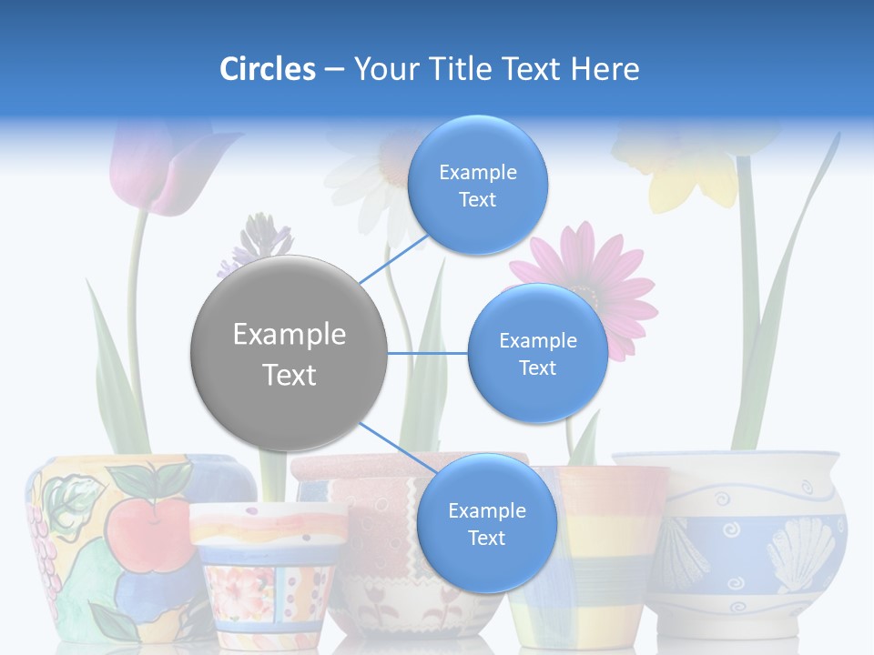 Colorful Spring Flowers In Fun Ceramic Containers PowerPoint Template