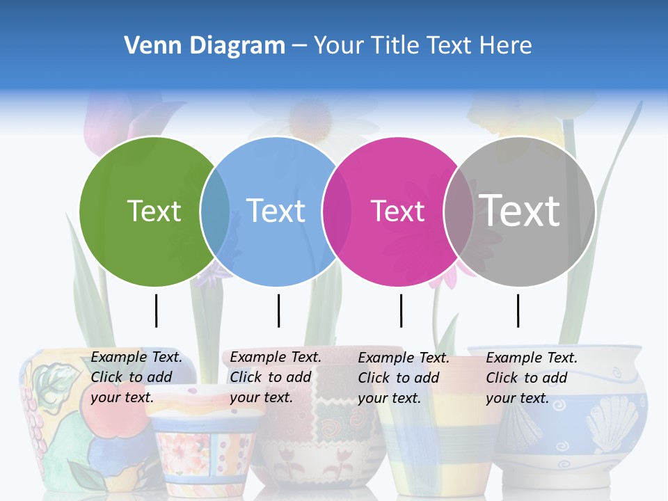 Colorful Spring Flowers In Fun Ceramic Containers PowerPoint Template