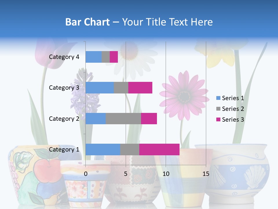 Colorful Spring Flowers In Fun Ceramic Containers PowerPoint Template