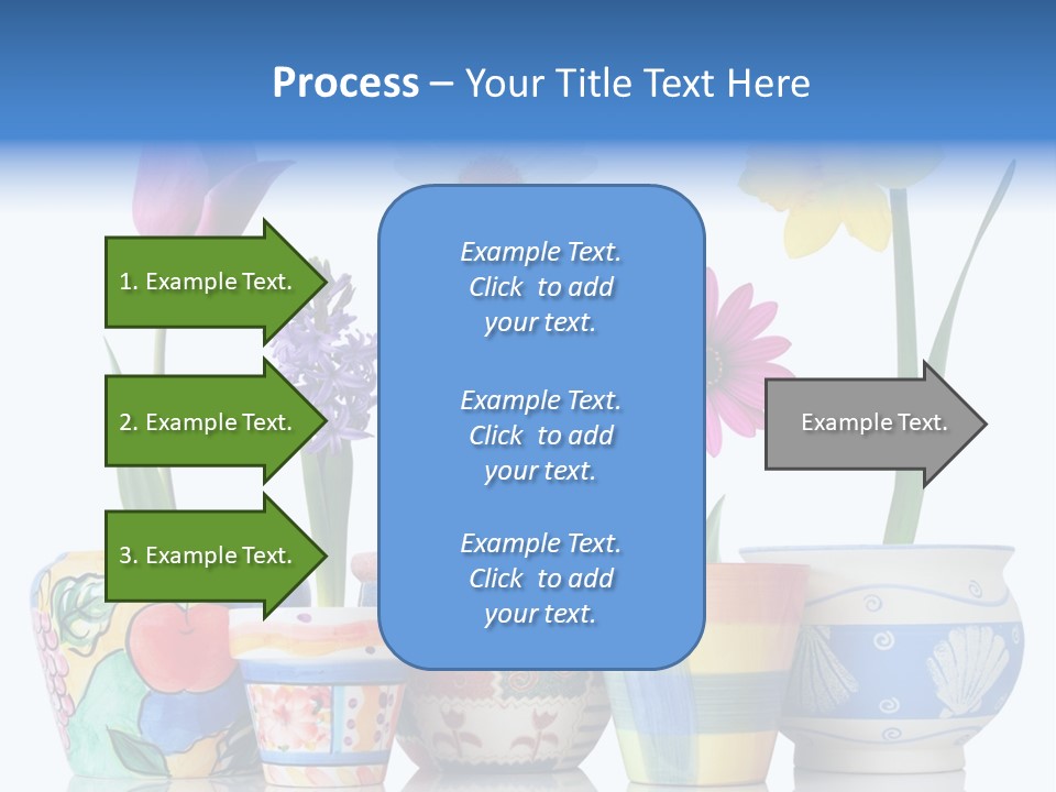 Colorful Spring Flowers In Fun Ceramic Containers PowerPoint Template