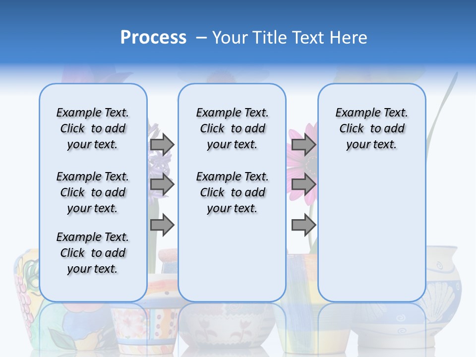 Colorful Spring Flowers In Fun Ceramic Containers PowerPoint Template