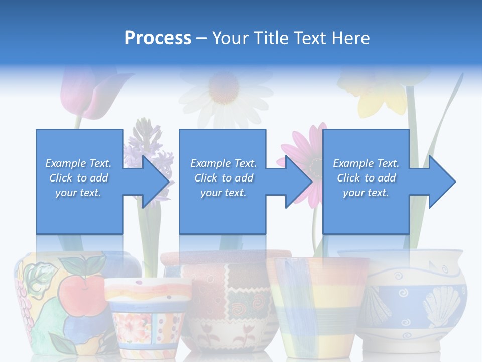Colorful Spring Flowers In Fun Ceramic Containers PowerPoint Template
