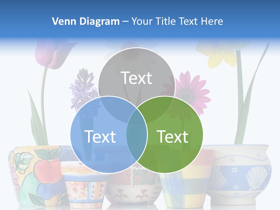 Colorful Spring Flowers In Fun Ceramic Containers PowerPoint Template
