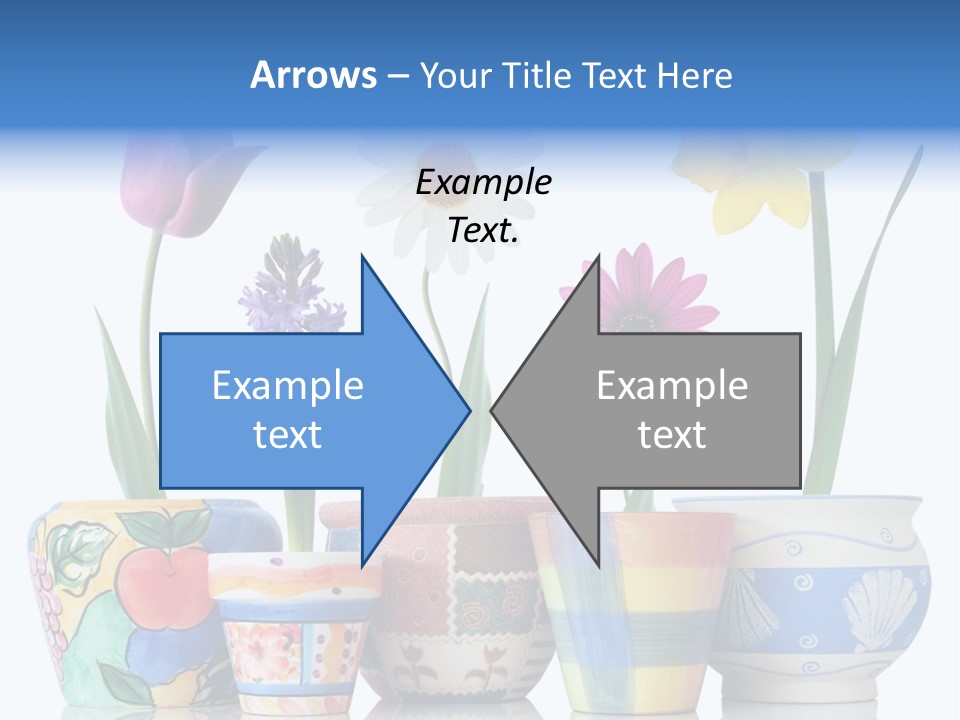 Colorful Spring Flowers In Fun Ceramic Containers PowerPoint Template