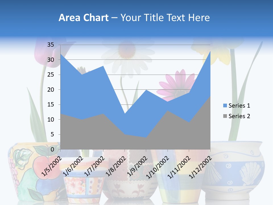 Colorful Spring Flowers In Fun Ceramic Containers PowerPoint Template
