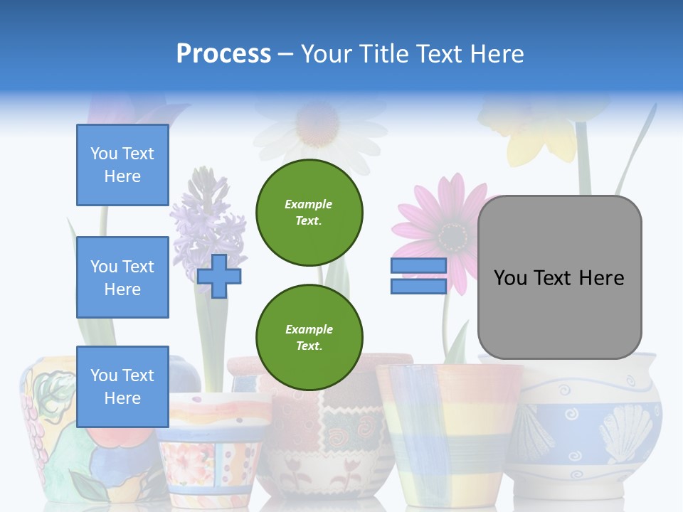 Colorful Spring Flowers In Fun Ceramic Containers PowerPoint Template