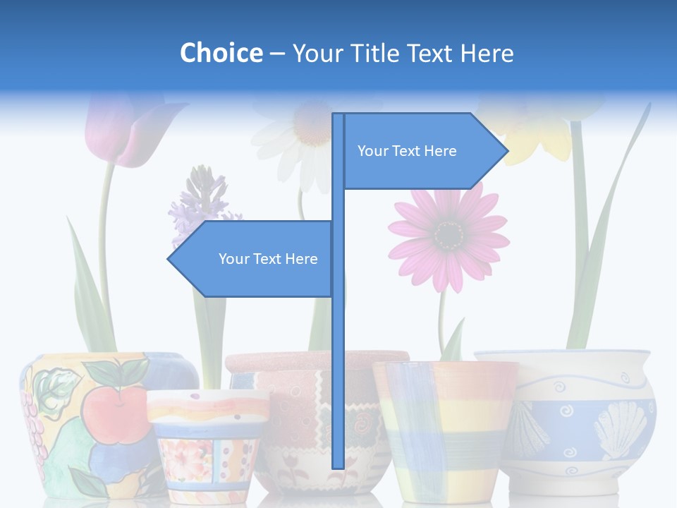 Colorful Spring Flowers In Fun Ceramic Containers PowerPoint Template