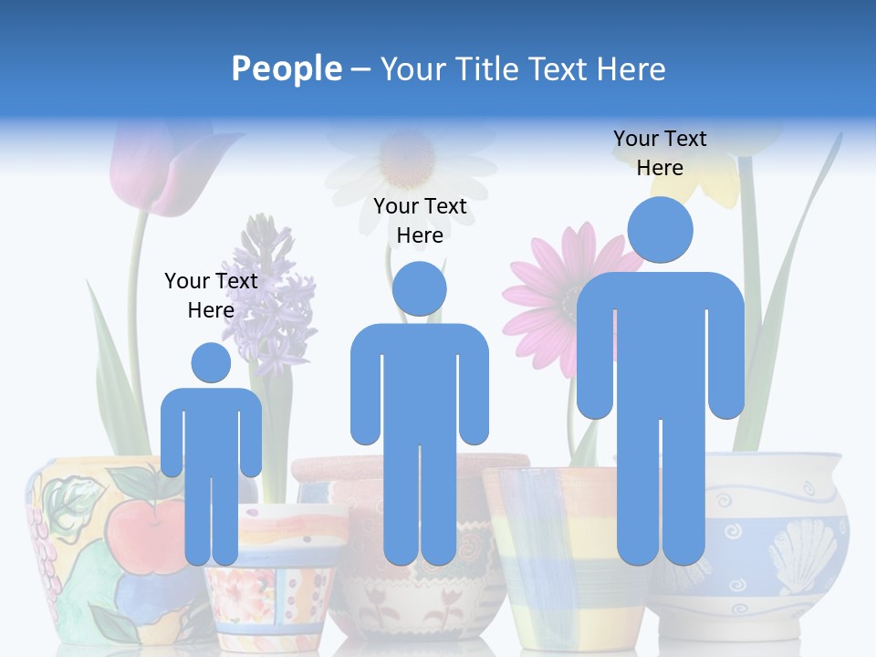 Colorful Spring Flowers In Fun Ceramic Containers PowerPoint Template