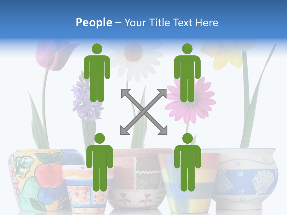 Colorful Spring Flowers In Fun Ceramic Containers PowerPoint Template
