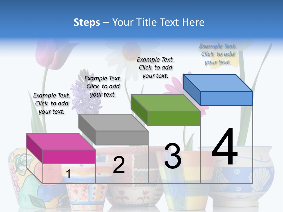 Colorful Spring Flowers In Fun Ceramic Containers PowerPoint Template