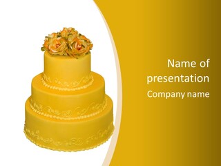 Wedding Cake Decorated With Flowers On The Top (Isolated On White) PowerPoint Template