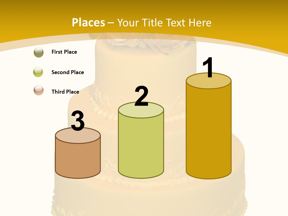 Wedding Cake Decorated With Flowers On The Top (Isolated On White) PowerPoint Template