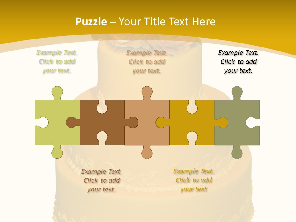 Wedding Cake Decorated With Flowers On The Top (Isolated On White) PowerPoint Template