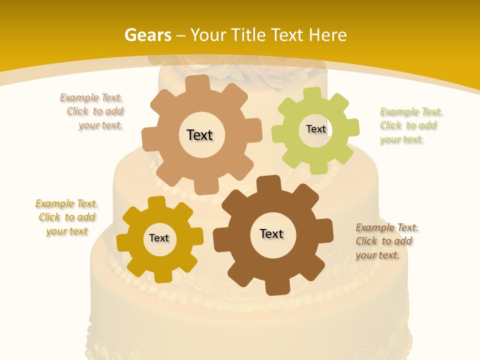 Wedding Cake Decorated With Flowers On The Top (Isolated On White) PowerPoint Template