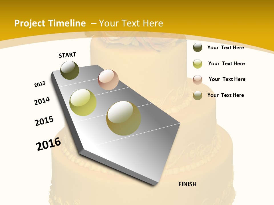 Wedding Cake Decorated With Flowers On The Top (Isolated On White) PowerPoint Template