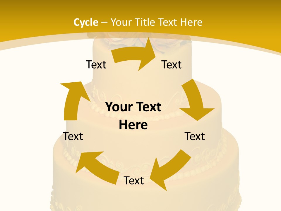 Wedding Cake Decorated With Flowers On The Top (Isolated On White) PowerPoint Template