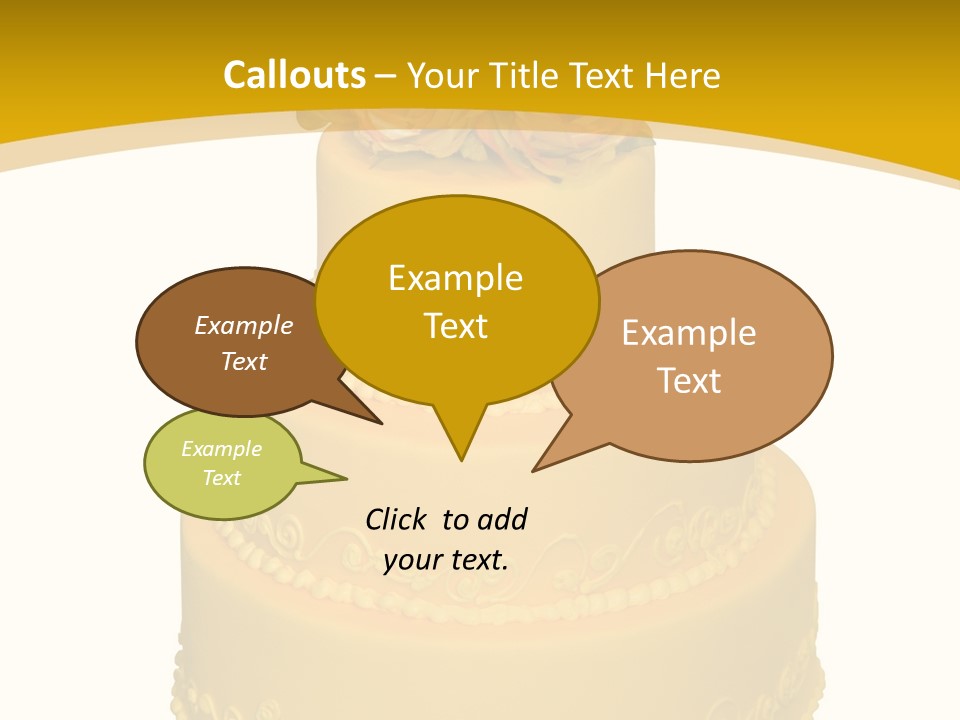 Wedding Cake Decorated With Flowers On The Top (Isolated On White) PowerPoint Template