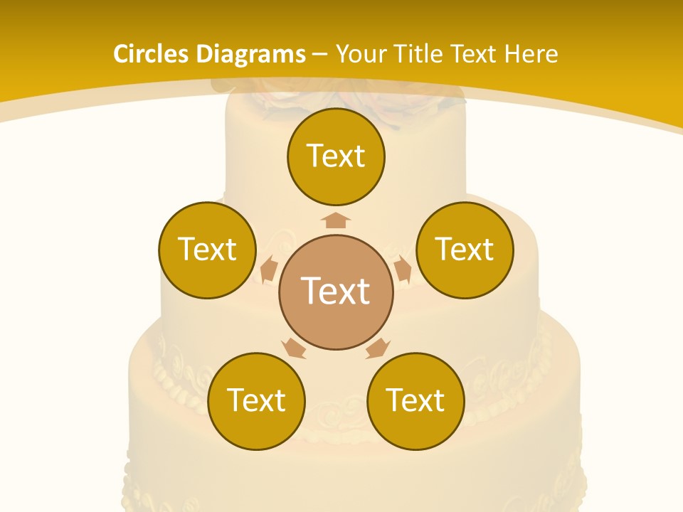 Wedding Cake Decorated With Flowers On The Top (Isolated On White) PowerPoint Template