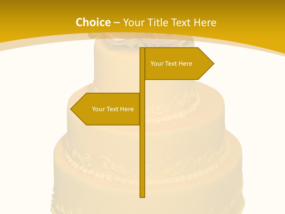 Wedding Cake Decorated With Flowers On The Top (Isolated On White) PowerPoint Template