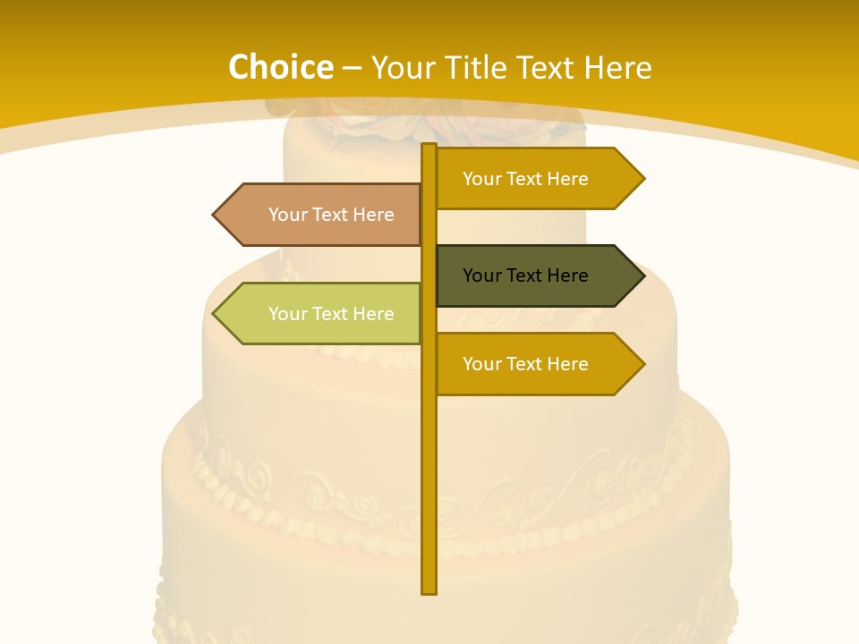 Wedding Cake Decorated With Flowers On The Top (Isolated On White) PowerPoint Template