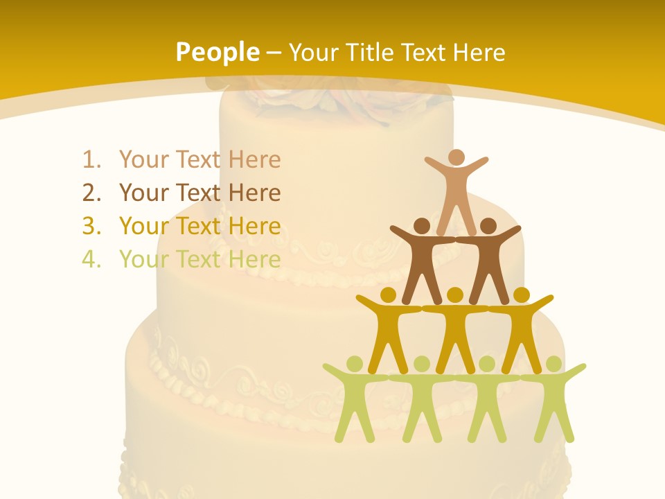 Wedding Cake Decorated With Flowers On The Top (Isolated On White) PowerPoint Template