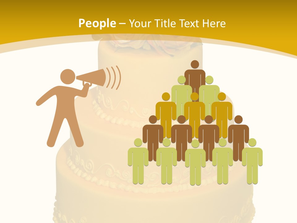 Wedding Cake Decorated With Flowers On The Top (Isolated On White) PowerPoint Template