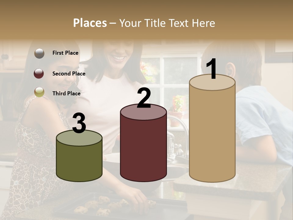 Hispanic Mother And Children In Kitchen Making Cookies. PowerPoint Template