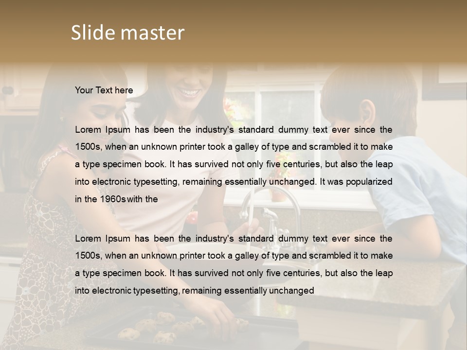 Hispanic Mother And Children In Kitchen Making Cookies. PowerPoint Template