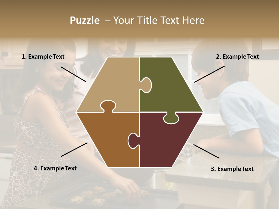 Hispanic Mother And Children In Kitchen Making Cookies. PowerPoint Template