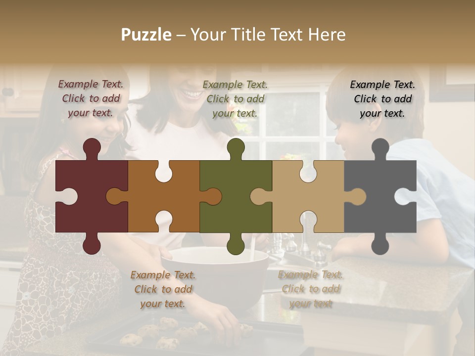 Hispanic Mother And Children In Kitchen Making Cookies. PowerPoint Template