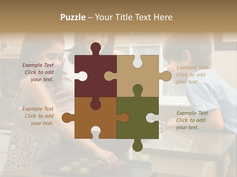 Hispanic Mother And Children In Kitchen Making Cookies. PowerPoint Template