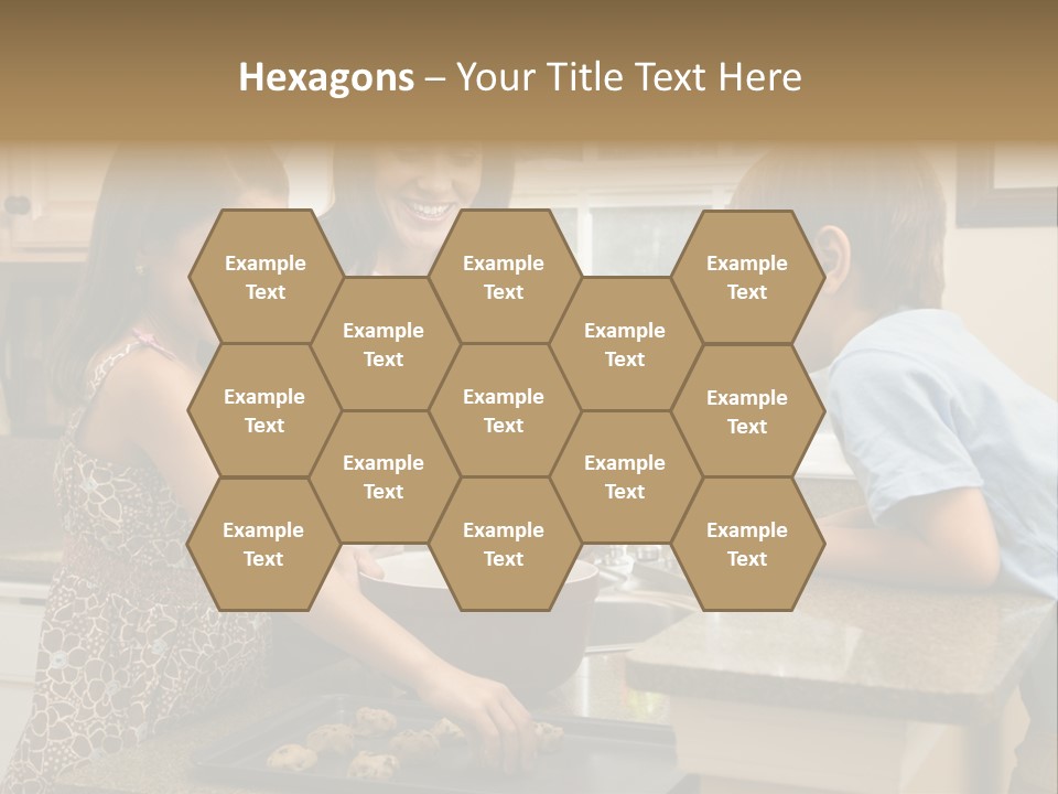 Hispanic Mother And Children In Kitchen Making Cookies. PowerPoint Template