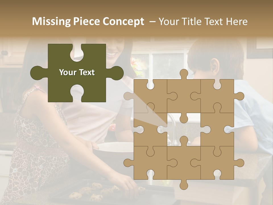 Hispanic Mother And Children In Kitchen Making Cookies. PowerPoint Template