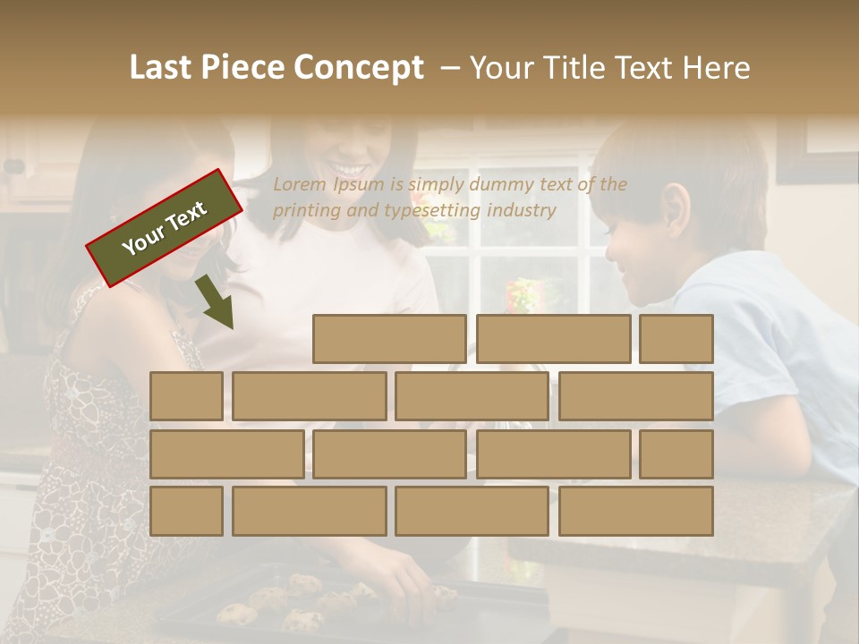 Hispanic Mother And Children In Kitchen Making Cookies. PowerPoint Template