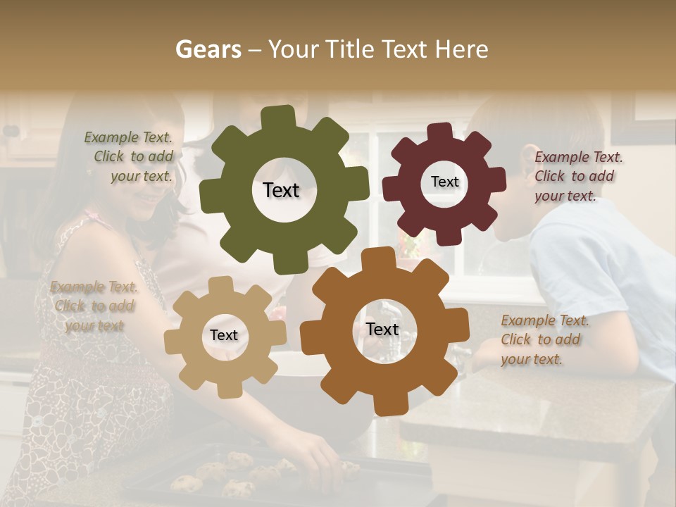 Hispanic Mother And Children In Kitchen Making Cookies. PowerPoint Template