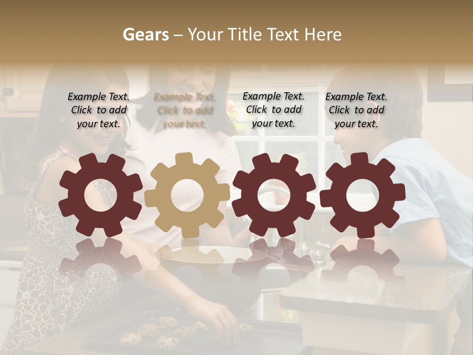 Hispanic Mother And Children In Kitchen Making Cookies. PowerPoint Template