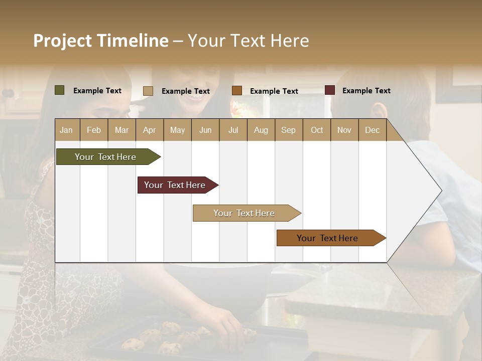 Hispanic Mother And Children In Kitchen Making Cookies. PowerPoint Template