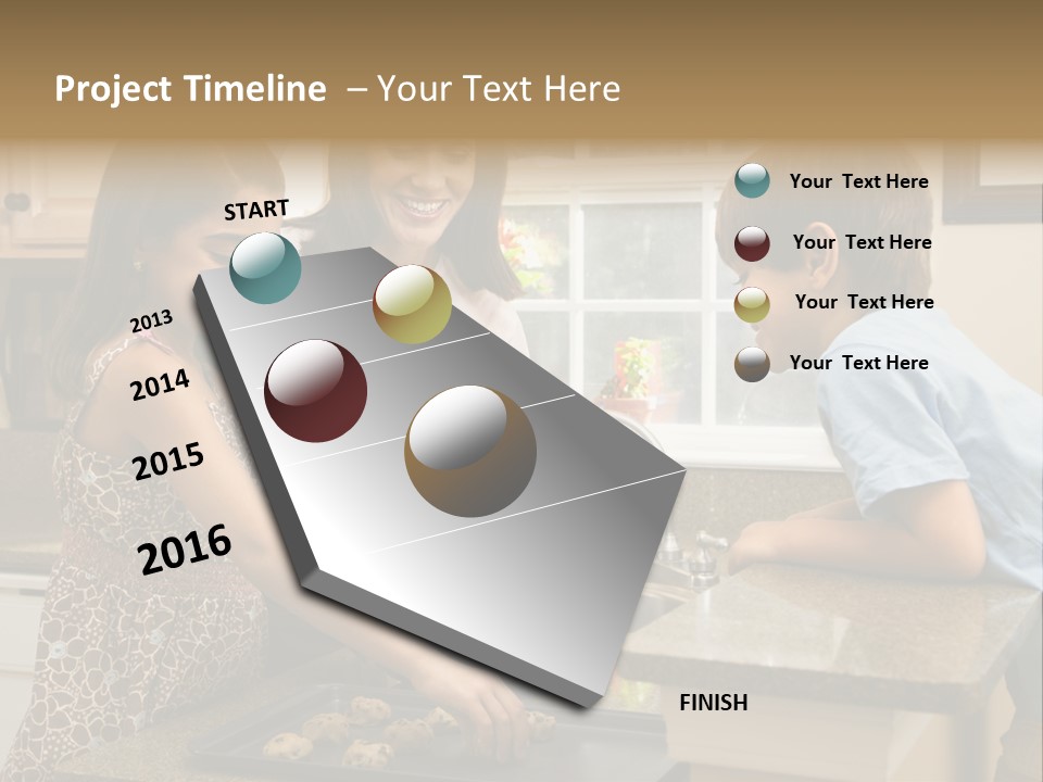 Hispanic Mother And Children In Kitchen Making Cookies. PowerPoint Template