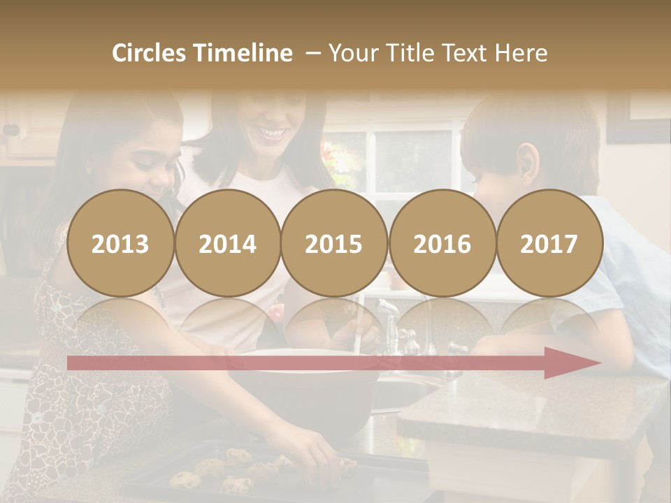 Hispanic Mother And Children In Kitchen Making Cookies. PowerPoint Template