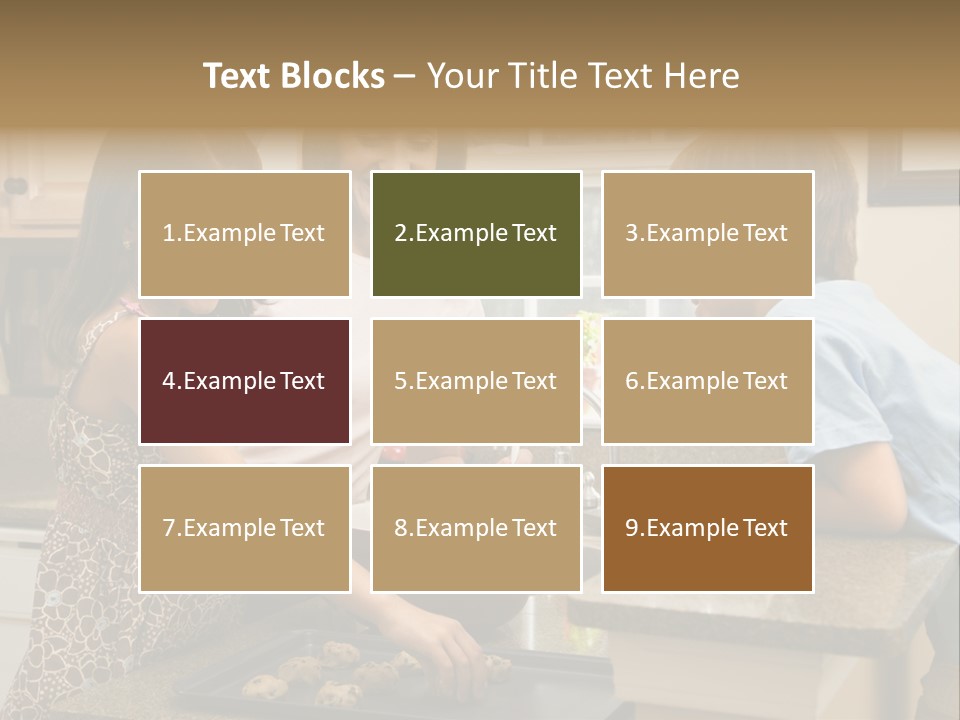 Hispanic Mother And Children In Kitchen Making Cookies. PowerPoint Template