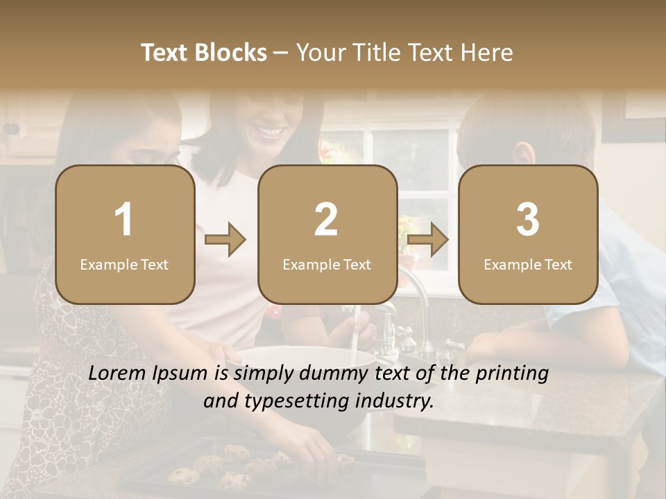 Hispanic Mother And Children In Kitchen Making Cookies. PowerPoint Template