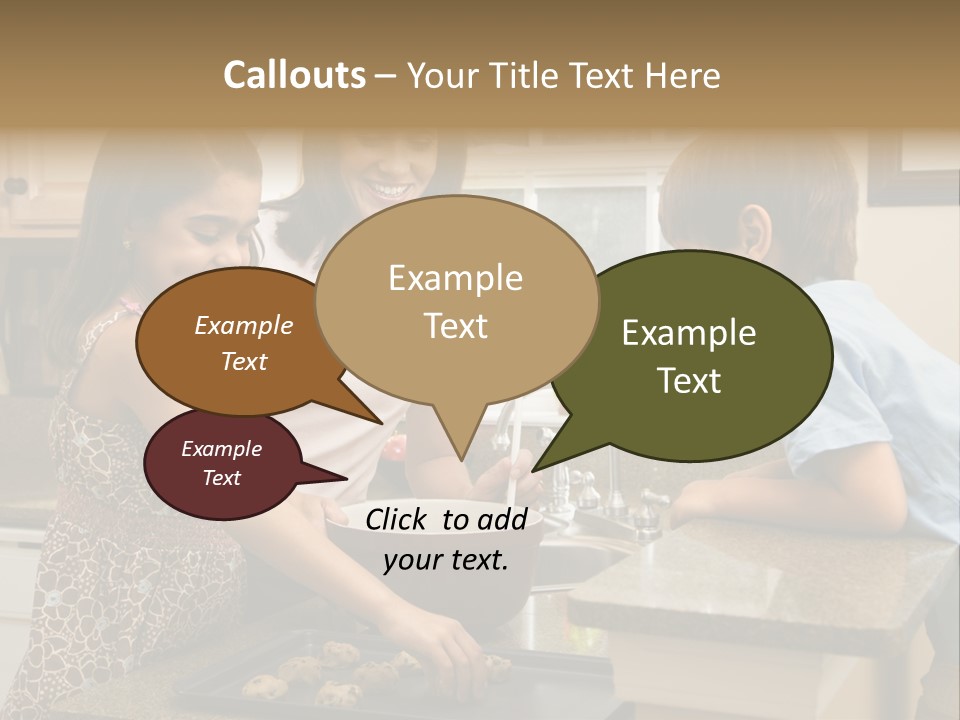 Hispanic Mother And Children In Kitchen Making Cookies. PowerPoint Template