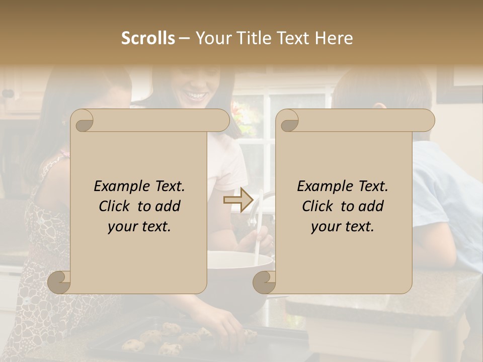 Hispanic Mother And Children In Kitchen Making Cookies. PowerPoint Template