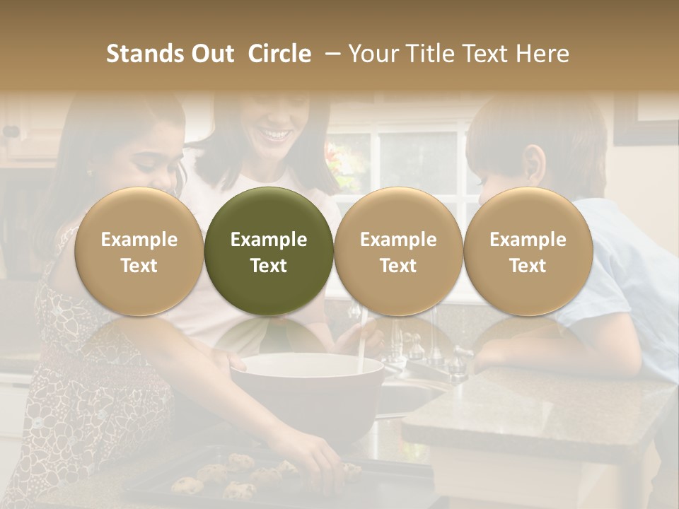 Hispanic Mother And Children In Kitchen Making Cookies. PowerPoint Template