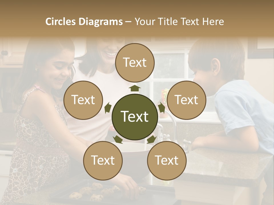 Hispanic Mother And Children In Kitchen Making Cookies. PowerPoint Template