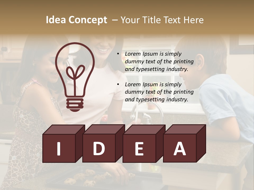 Hispanic Mother And Children In Kitchen Making Cookies. PowerPoint Template